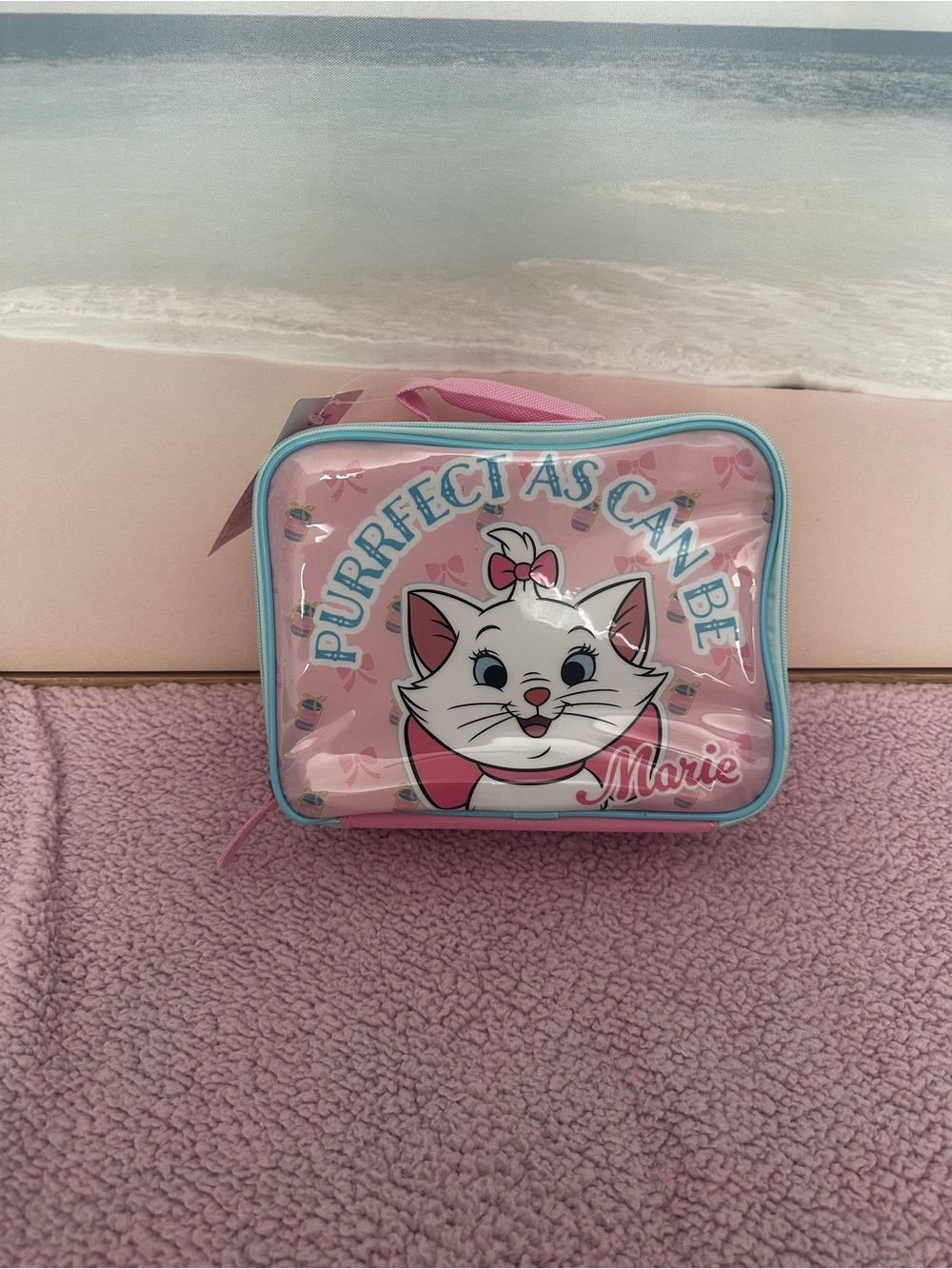 Disney Marie Pink Lunch Bag with Light Blue Trim